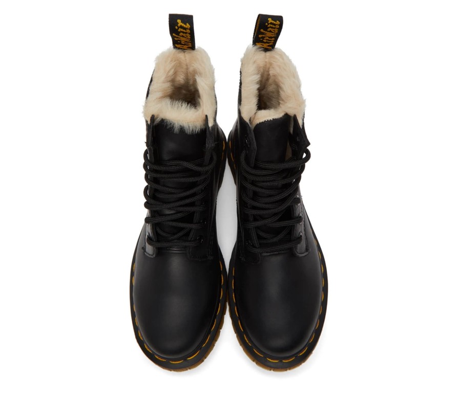 Ботинки Dr. Martens 1460 Serena Black Burnished Wyoming Faux Fur Lined Lace Up Boots 21797001