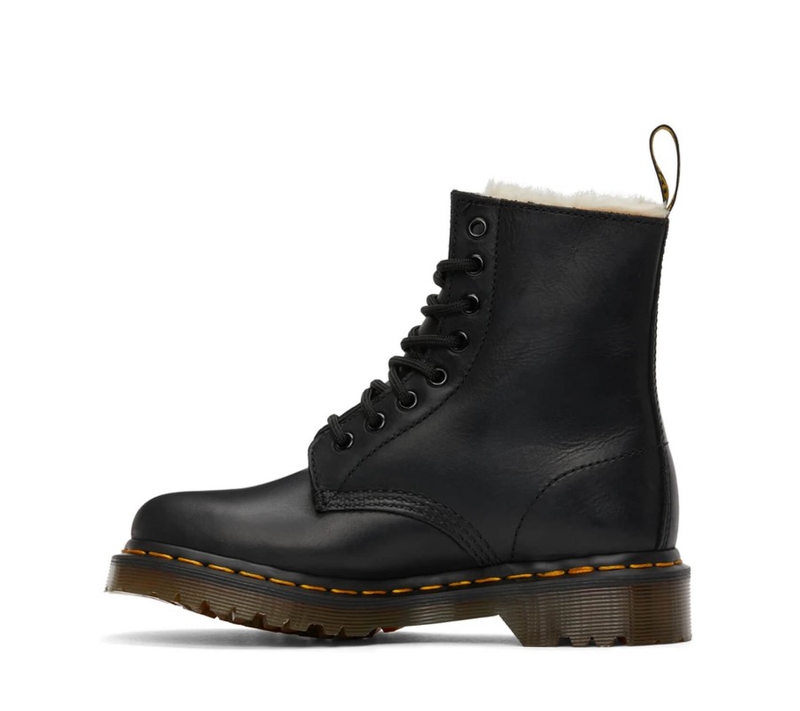 Ботинки Dr. Martens 1460 Serena Black Burnished Wyoming Faux Fur Lined Lace Up Boots 21797001