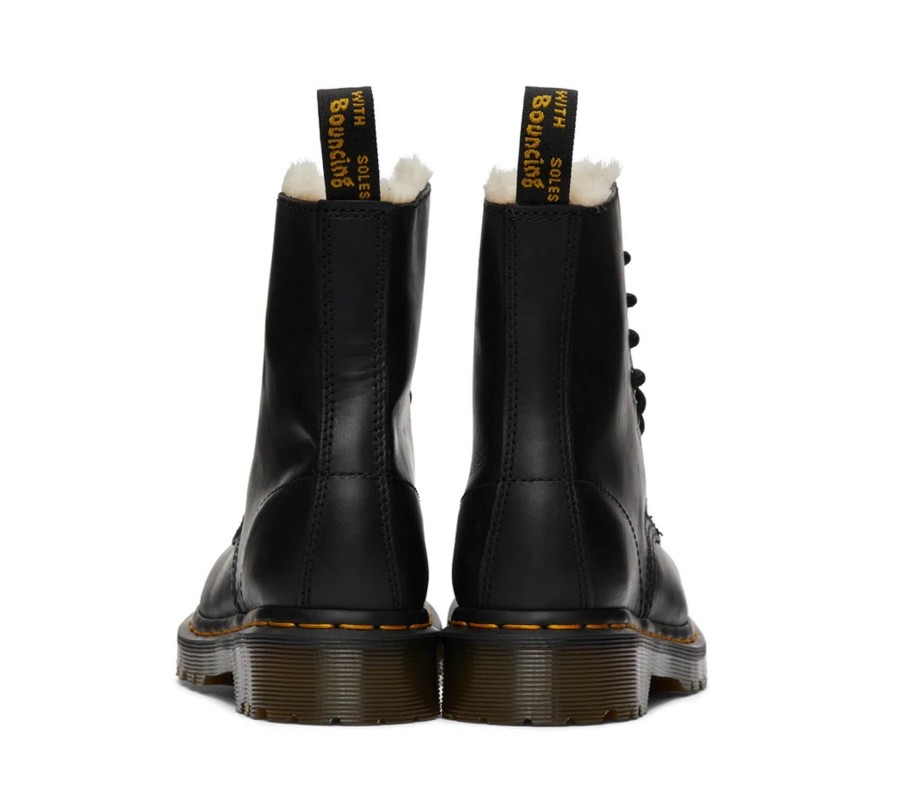 Ботинки Dr. Martens 1460 Serena Black Burnished Wyoming Faux Fur Lined Lace Up Boots 21797001