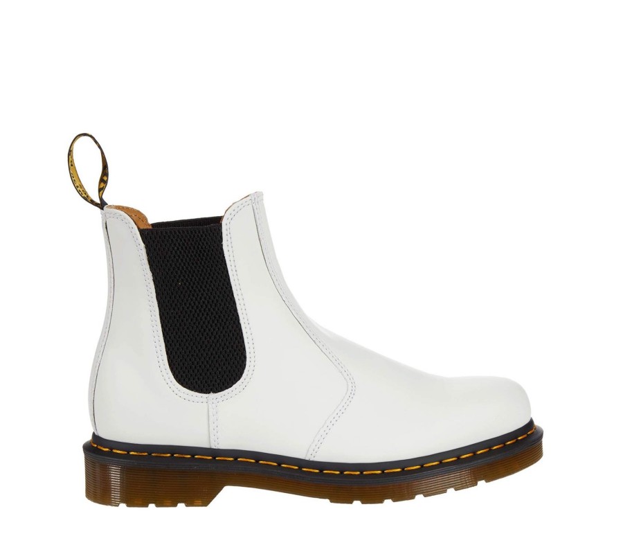 Челси Dr. Martens 2976 Yellow Stitch White Smooth Leather Chelsea Boots 26228100