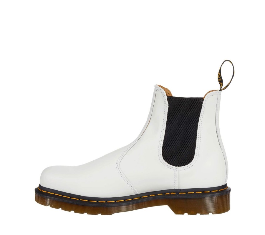 Челси Dr. Martens 2976 Yellow Stitch White Smooth Leather Chelsea Boots 26228100