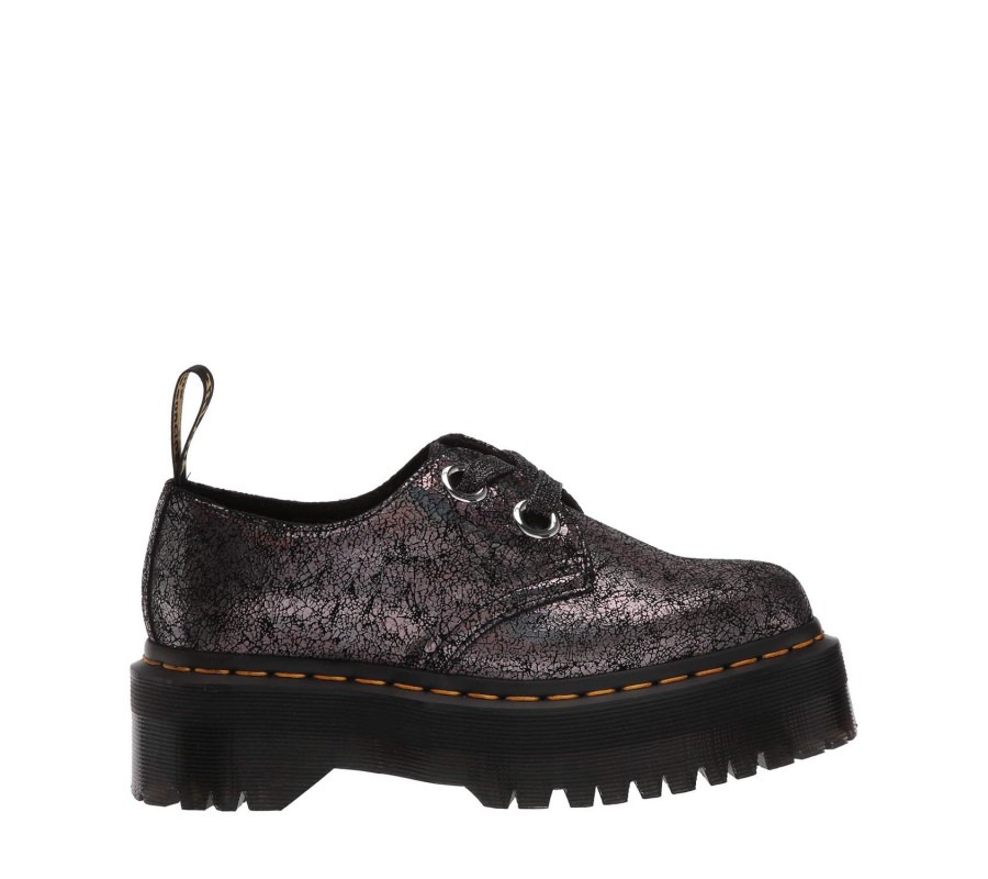 Туфли Dr. Martens Holly Gunmetal Iridescent Crackle Platform Boots 25723029