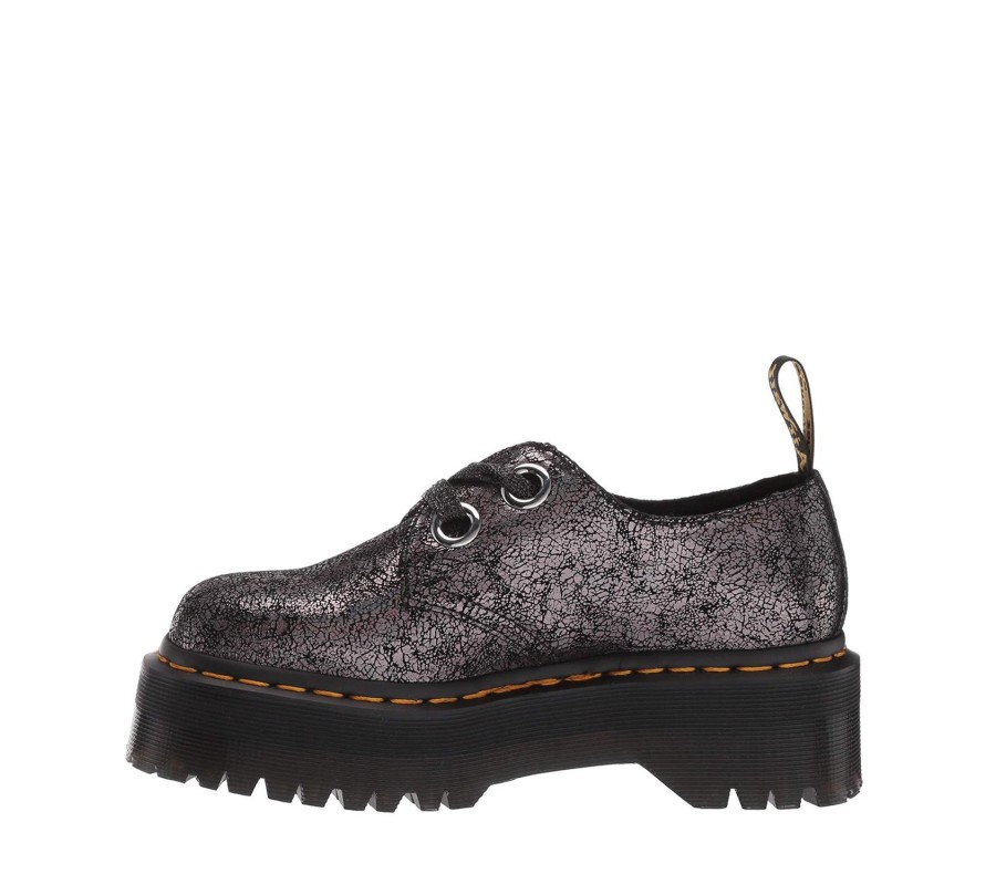 Туфли Dr. Martens Holly Gunmetal Iridescent Crackle Platform Boots 25723029