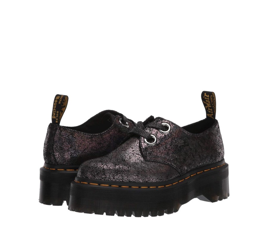 Туфли Dr. Martens Holly Gunmetal Iridescent Crackle Platform Boots 25723029