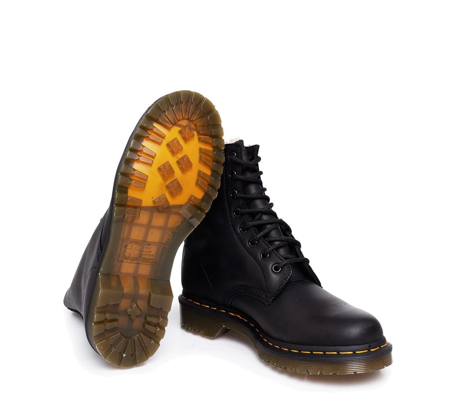 Ботинки Dr. Martens 1460 Serena Black Burnished Wyoming Faux Fur Lined Lace Up Boots 21797001
