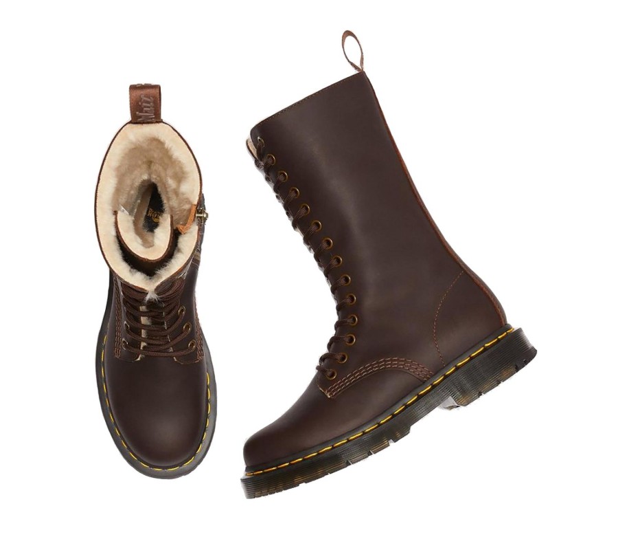 Ботинки Dr. Martens 1914 Wintergrip Dark Brown Snowplow Faux Fur Boots 24977201